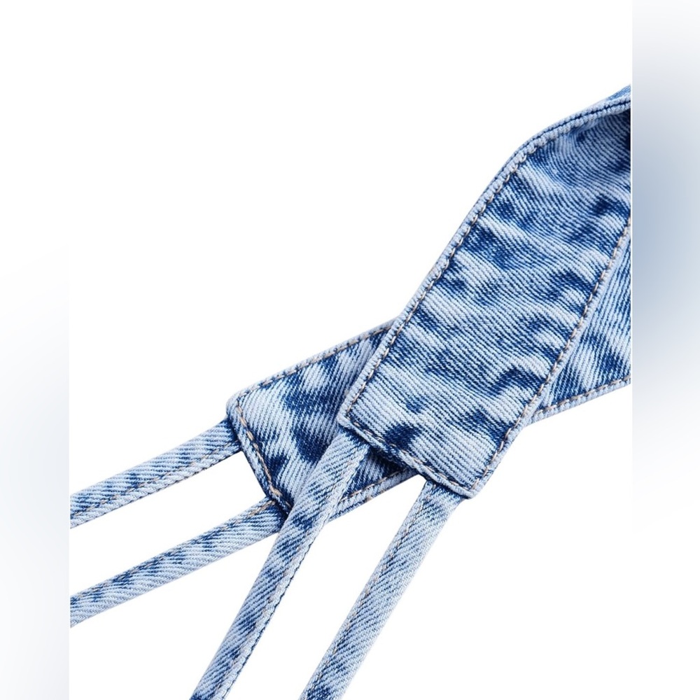 SHENHE - NWT - Denim Blue Triangle Halter Top - Picture 4 of 6